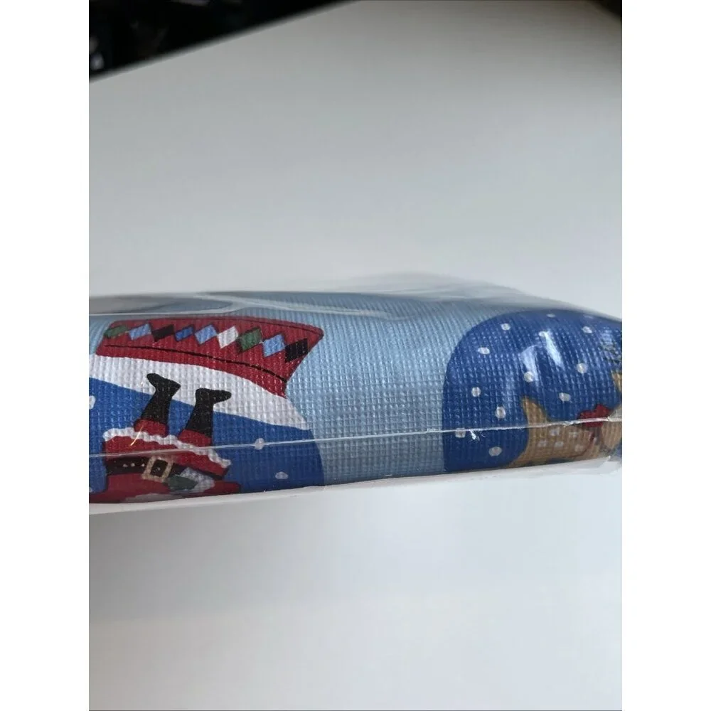 VTG Holiday Snowglobe Vinyl Tablecloth 60 X 84